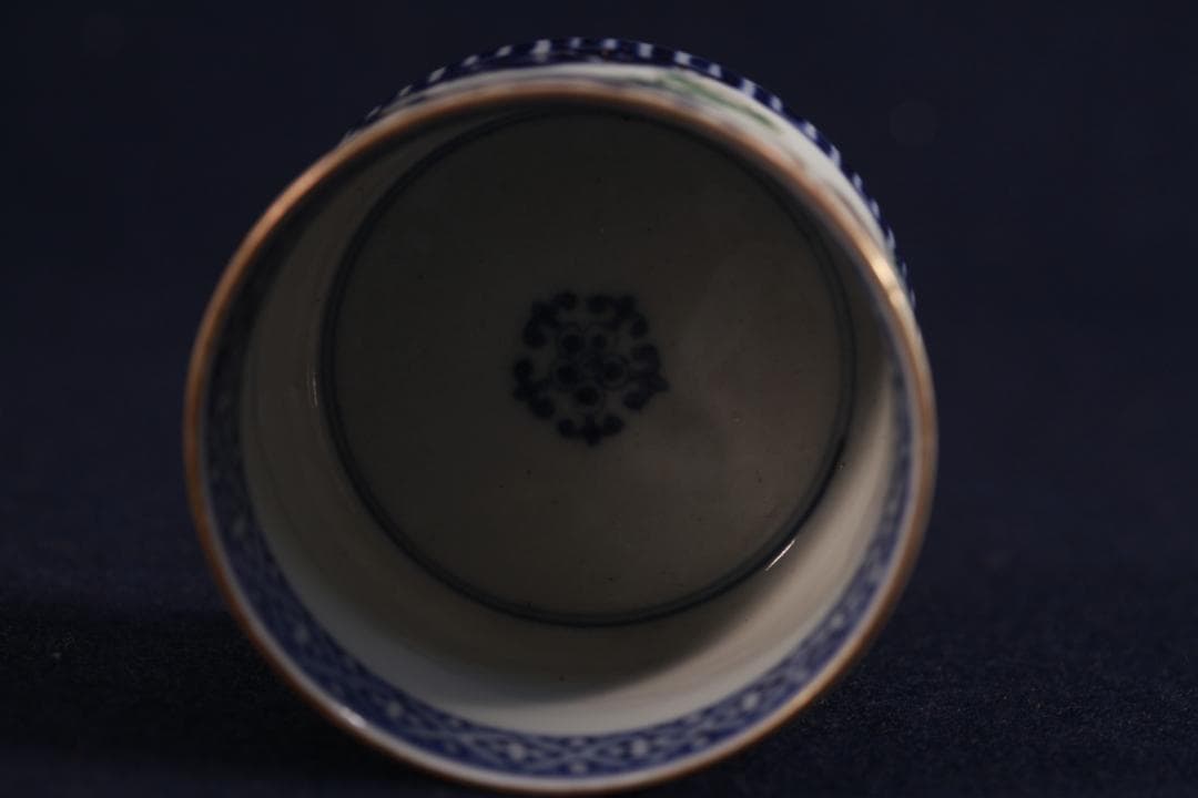 339　古伊万里色絵松竹梅図半筒茶碗　無疵美品　幕末