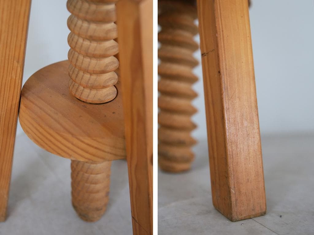 フランスアンティーク作業スツール/木製昇降イス/チェア/飾り棚(91-116)