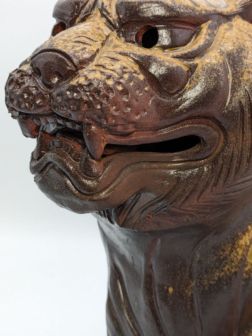 吉延英秀 備前焼 寅置物 虎 トラ Tiger 細工物 縁起物 魔除け 厄除け