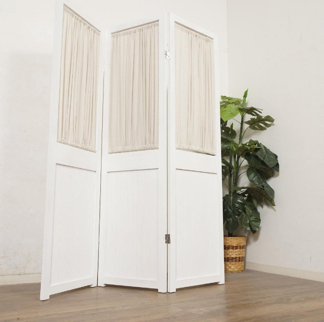 【新品・未使用】　シャビーウッドファニチャー　パーテーション　3連　完成品