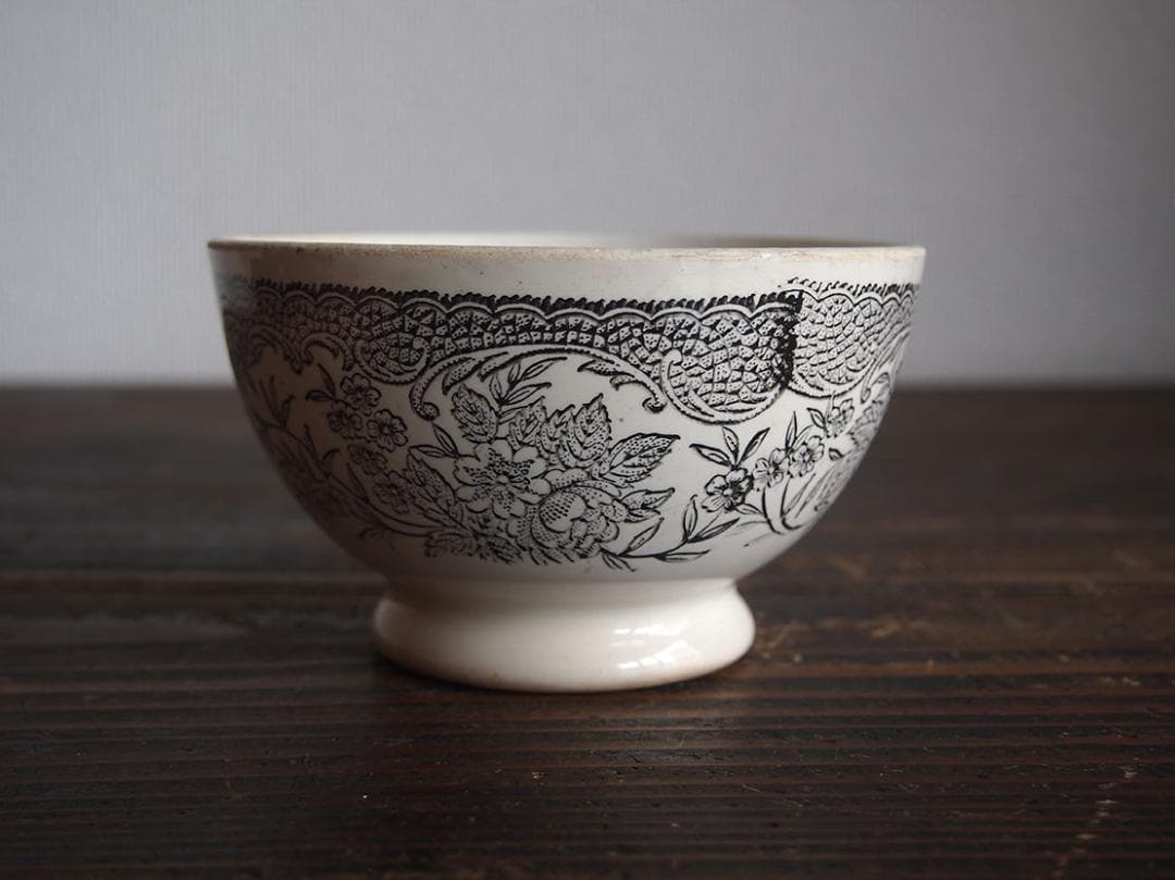 しろくま___グリザイユ カフェオレボウル トランスファーウエア/K275