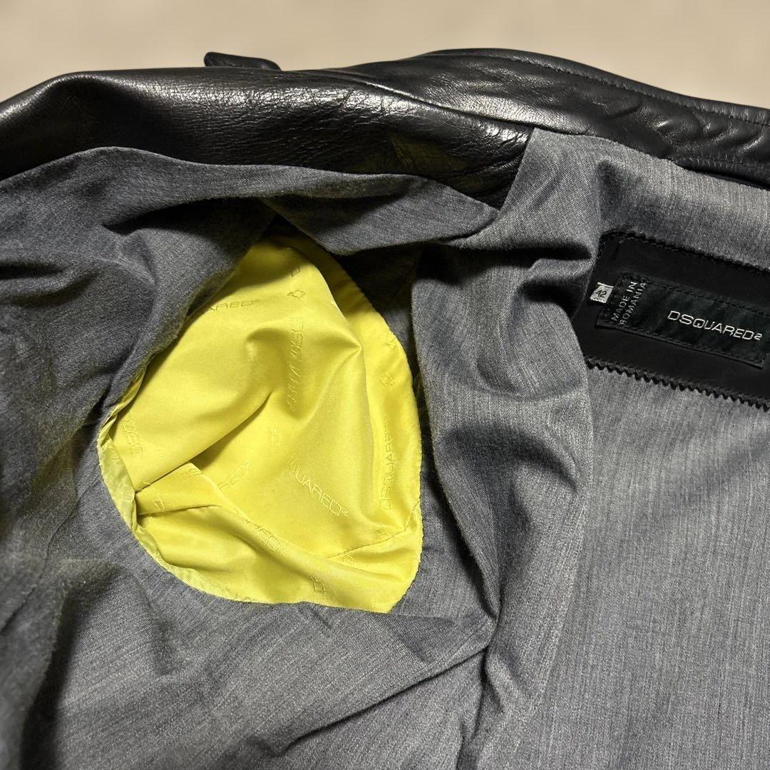 chocoleeelディースクエアード黒のレザーシングルライダースJK