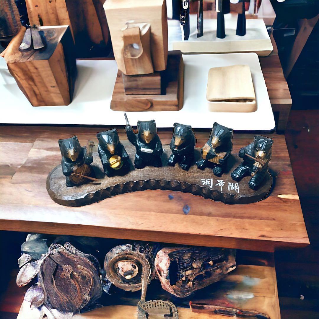 1965年 北海道洞爺湖 アイヌ 一刀彫り 熊ボッコ 木彫り熊楽団×6体セット