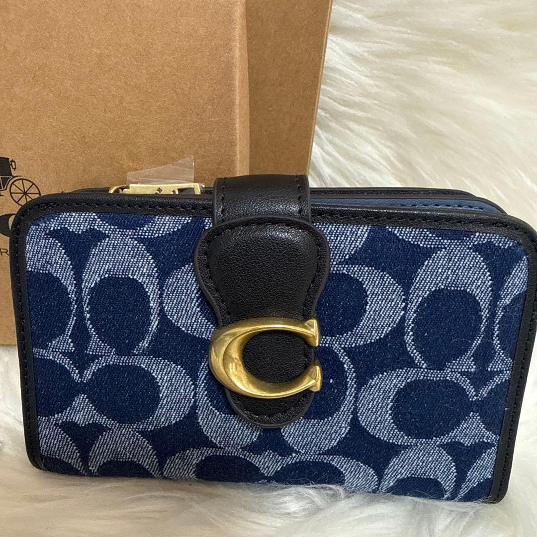 COACH ネイビー デニム 二つ折り財布
