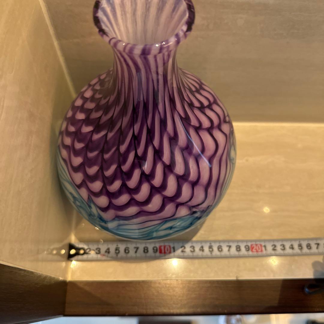 北一硝子 波模様 ガラス花瓶 アウトレット