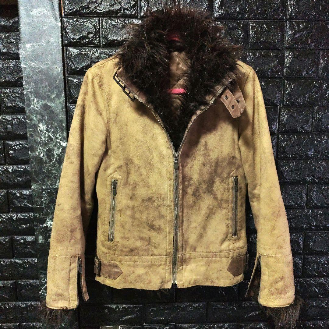 トルネードマート　ブラウン系　色ムラ加工　マイクロスエード　ファージャケット