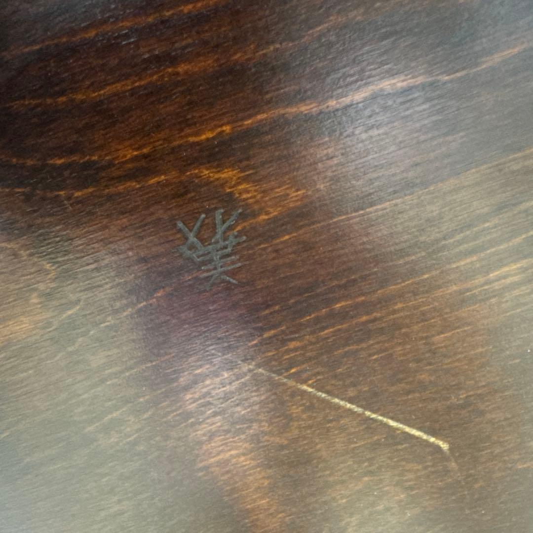 木製座卓 ダークブラウン リブ付き