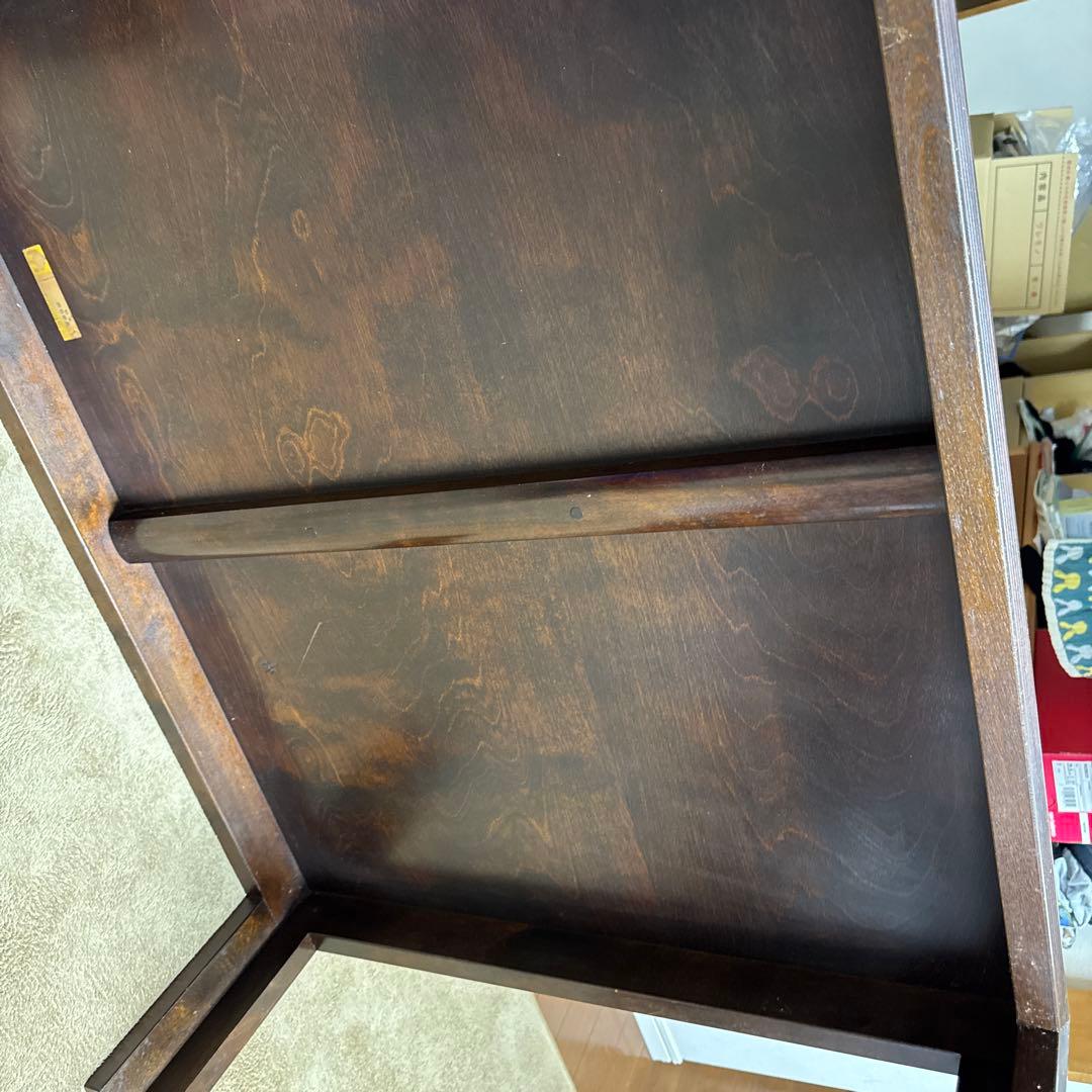 木製座卓 ダークブラウン リブ付き