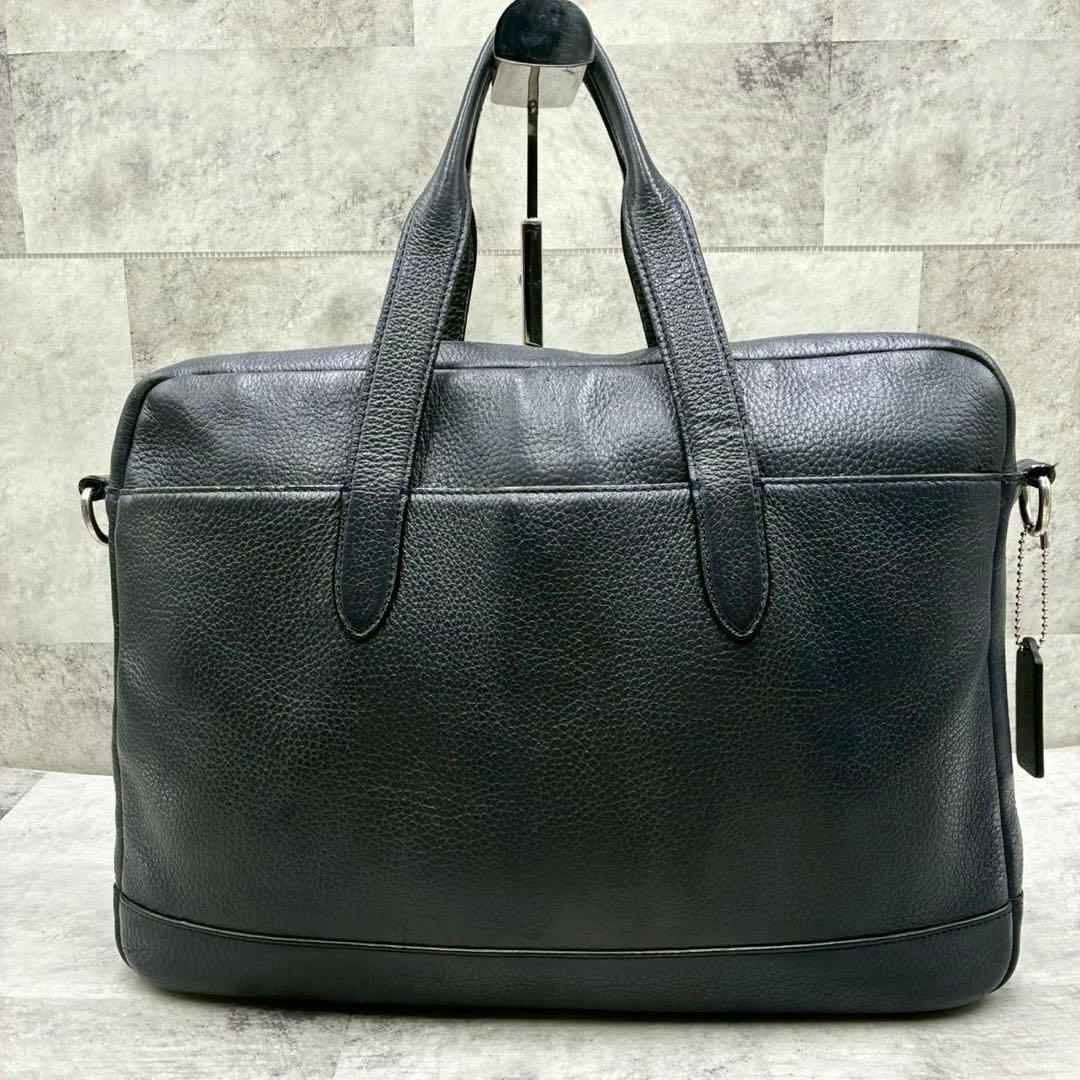 美品 コーチ ハミルトン 2way ビジネスバッグ ショルダーバッグ シボ革 紺