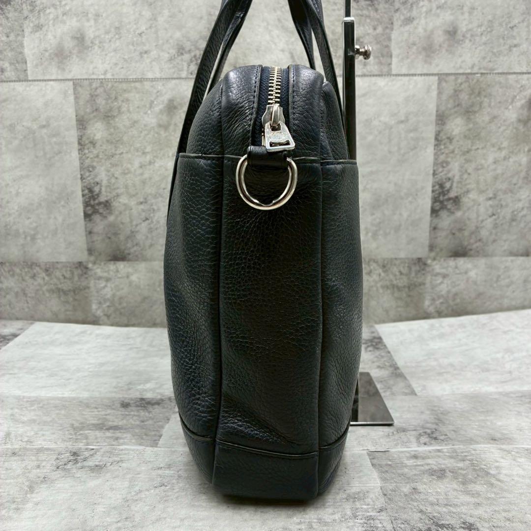 美品 コーチ ハミルトン 2way ビジネスバッグ ショルダーバッグ シボ革 紺