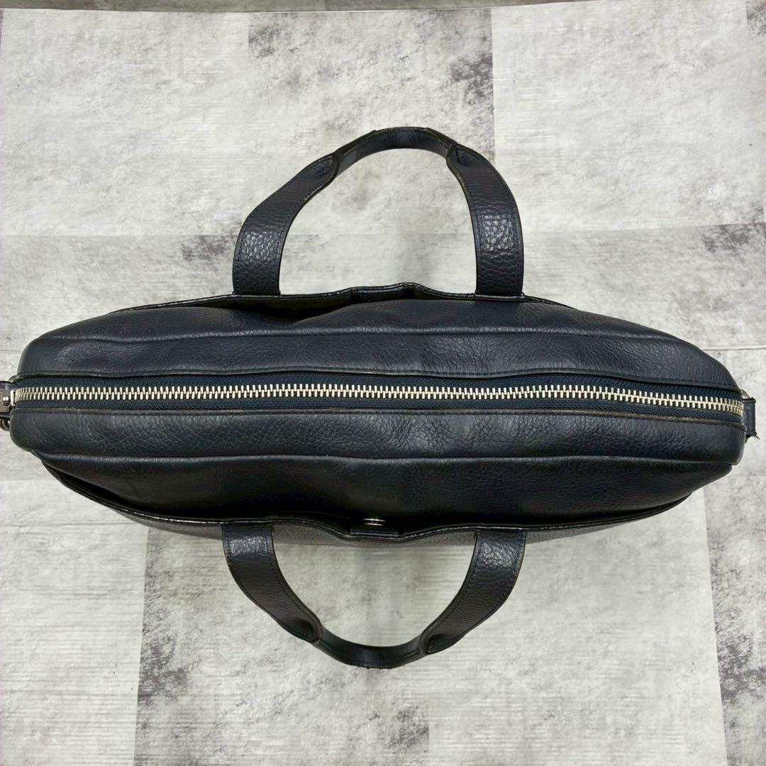 美品 コーチ ハミルトン 2way ビジネスバッグ ショルダーバッグ シボ革 紺