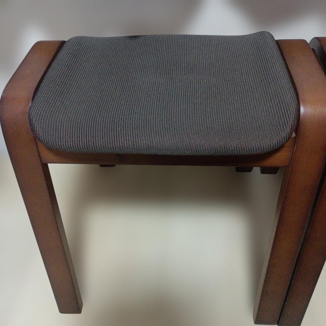 ニトリ　NITORI 木製スツール　リューク　布張り　ブラウン　３脚セット