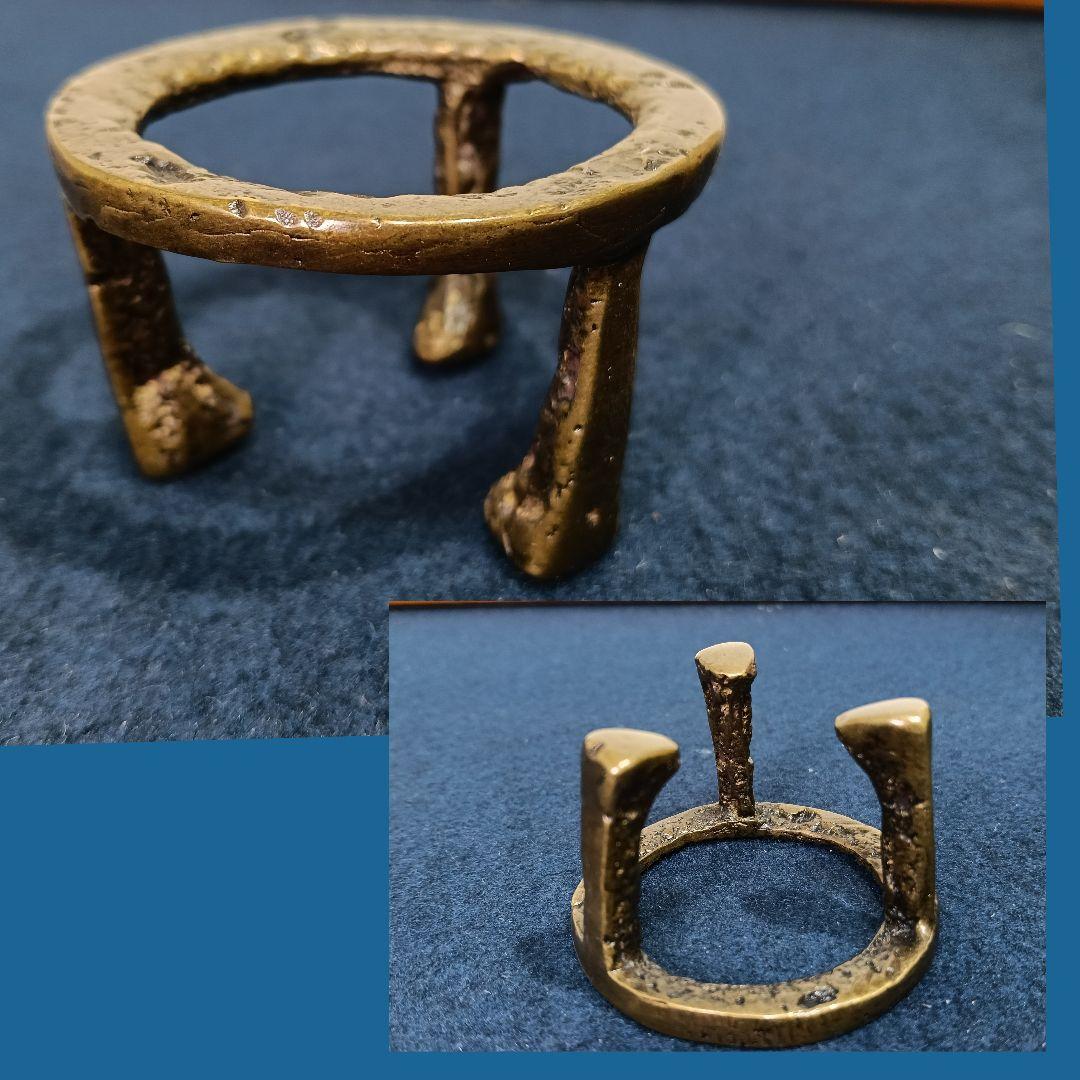 AM14 麻生雄芳 唐銅 蓋置 七種揃 松美堂 高岡銅器 共箱 未使用