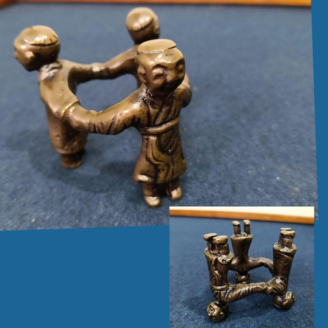 AM14 麻生雄芳 唐銅 蓋置 七種揃 松美堂 高岡銅器 共箱 未使用