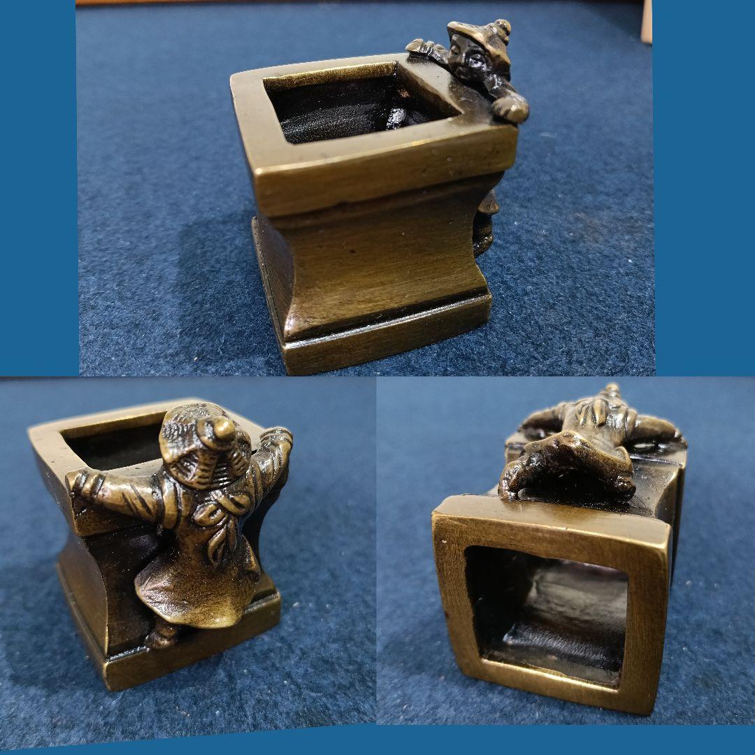 AM14 麻生雄芳 唐銅 蓋置 七種揃 松美堂 高岡銅器 共箱 未使用