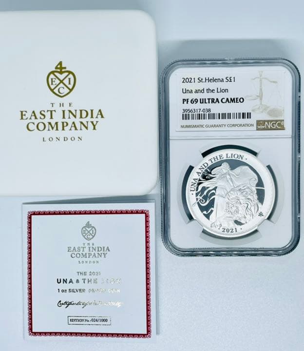 ウナとライオン 2021年 セントヘレナ 1オンス 銀貨 イギリス 2020