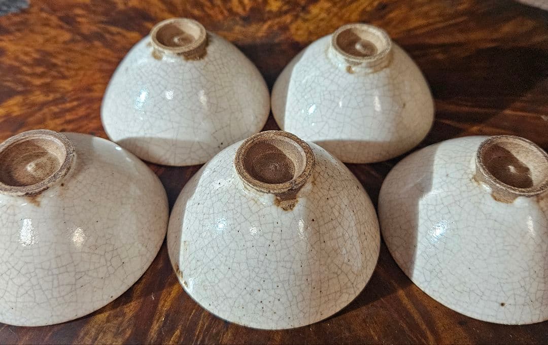 江戸時代末期　古萩　萩焼　煎茶茶碗　煎茶道具　ぐい呑　酒杯　酒器　5客　無傷！