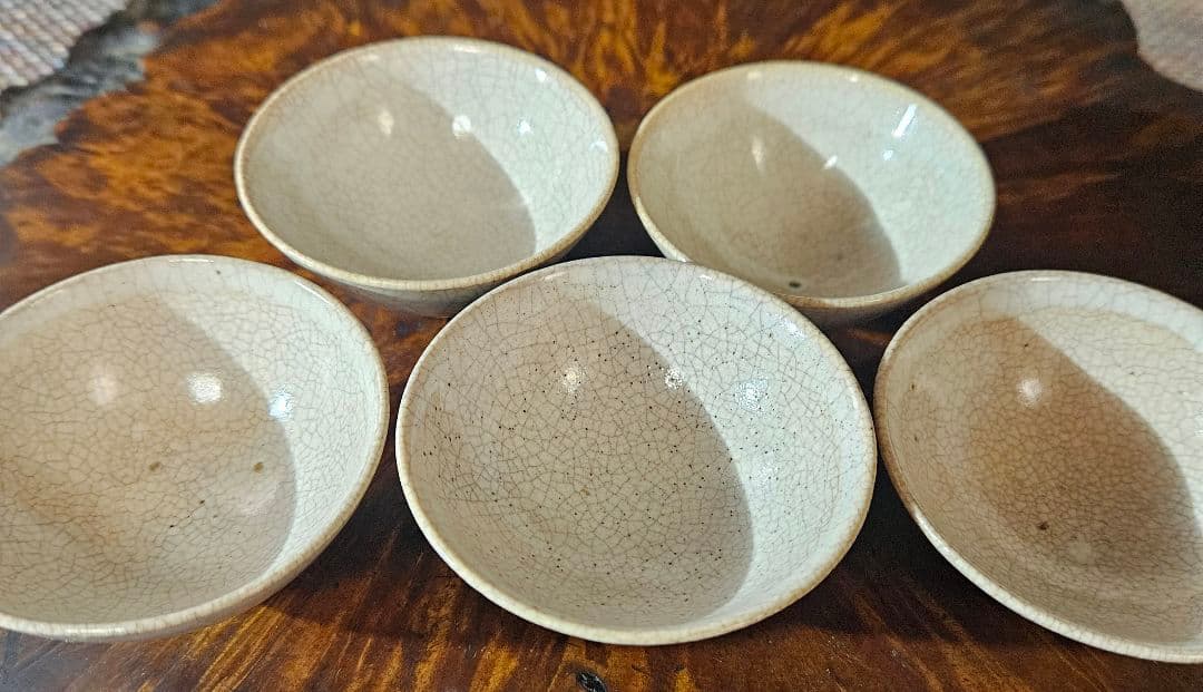 江戸時代末期　古萩　萩焼　煎茶茶碗　煎茶道具　ぐい呑　酒杯　酒器　5客　無傷！