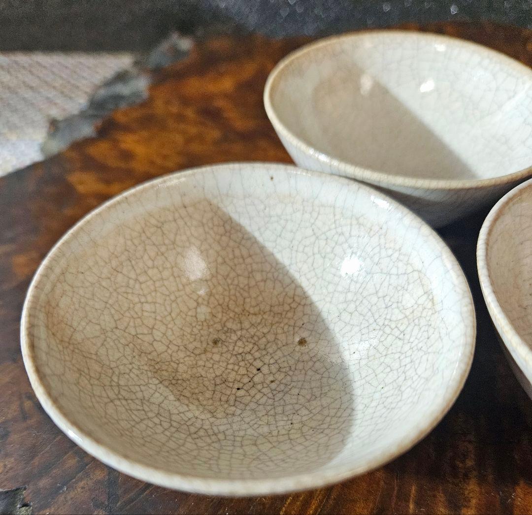 江戸時代末期　古萩　萩焼　煎茶茶碗　煎茶道具　ぐい呑　酒杯　酒器　5客　無傷！