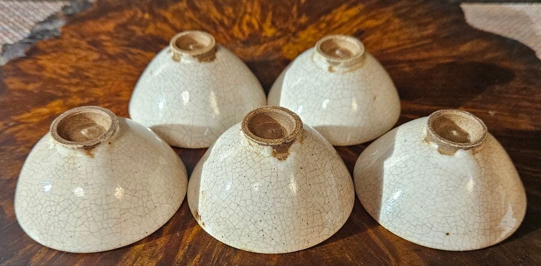 江戸時代末期　古萩　萩焼　煎茶茶碗　煎茶道具　ぐい呑　酒杯　酒器　5客　無傷！