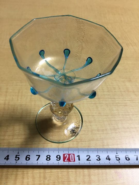 レア　ベネチアングラス　金彩ブルー