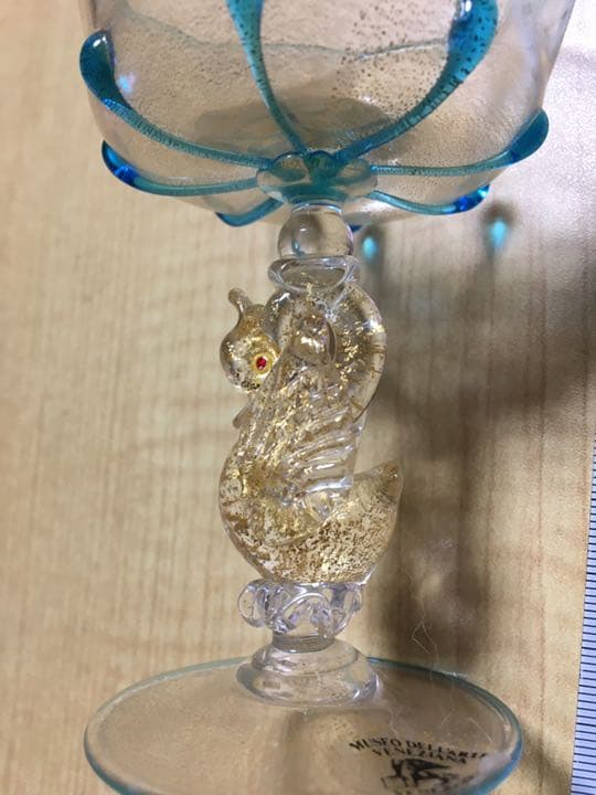 レア　ベネチアングラス　金彩ブルー