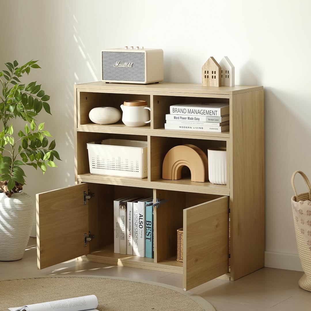 超人気！伸縮ラック オープンシェルフ サイドボード リビング収納 幅80～158