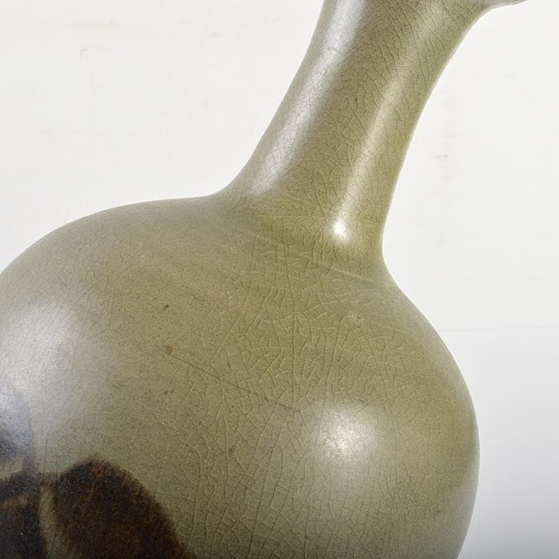 朝鮮美術　高麗青磁　鉄絵草文　盤口瓶　V　5965C