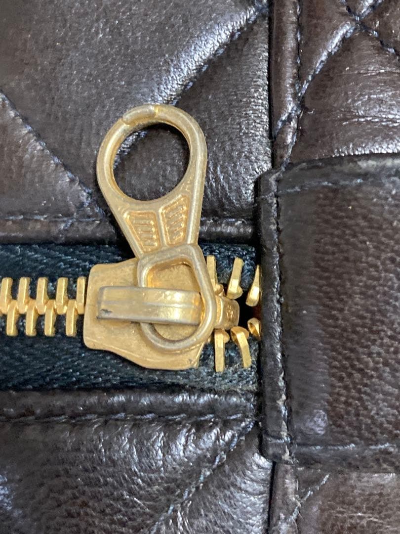 ビンテージ　シャネル　バニティ　ブラウンレザー キルティングバッグ