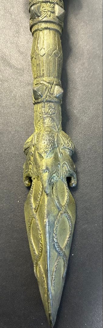 西藏チベット古銅三面馬頭金剛降魔杵 縁起物　工芸品 美術品 風水置物 旧家蔵出し