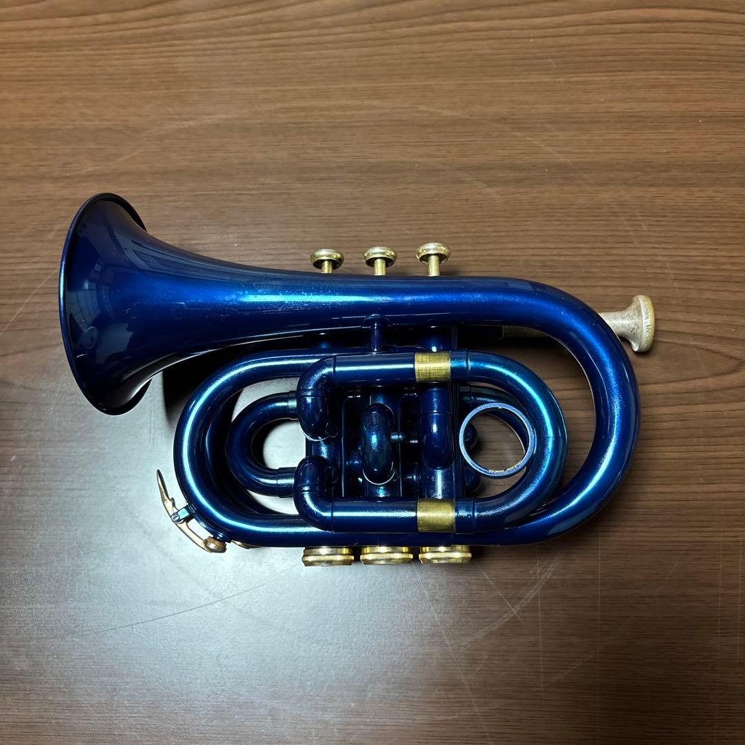 J.Michael 青 ポケットトランペット 本体 ケース付き