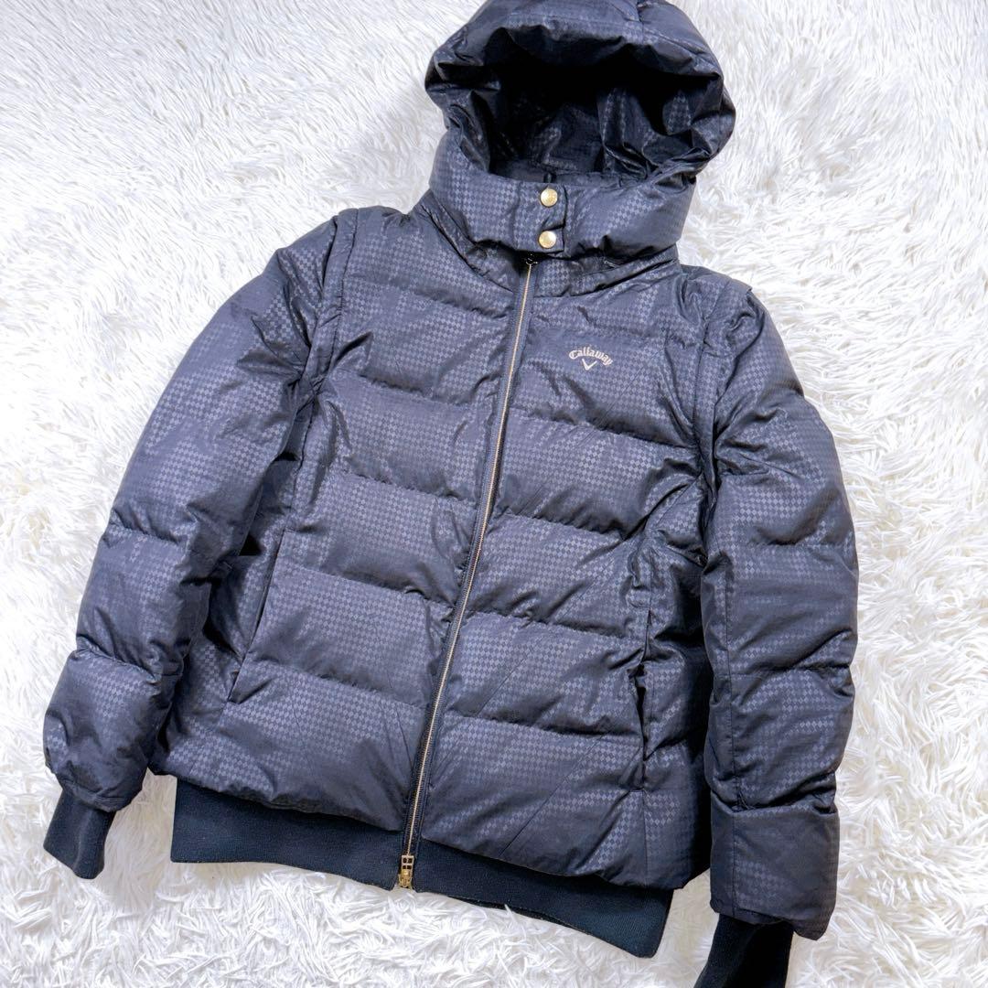 【サイズL⭐️3WAY】キャロウェイ　ダウンジャケット　ゴルフ　金刺繍　アーガイル