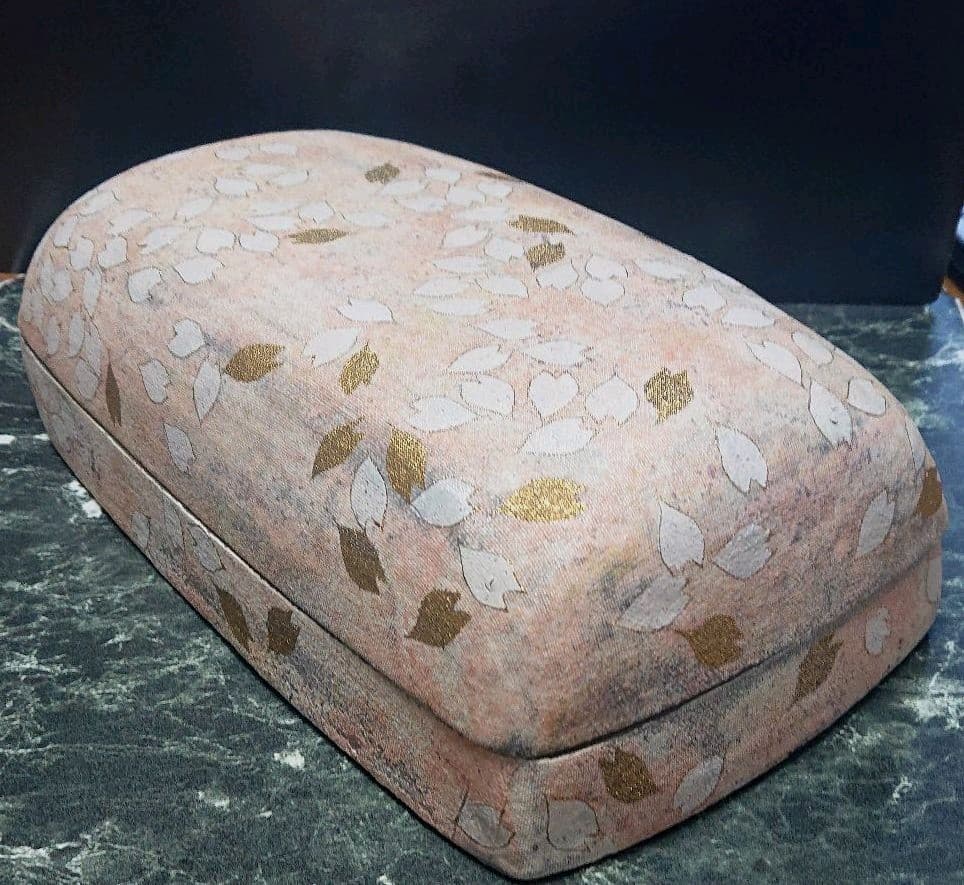 島田恭子　さくら文  陶筥 蓋物 陶箱  箱なし