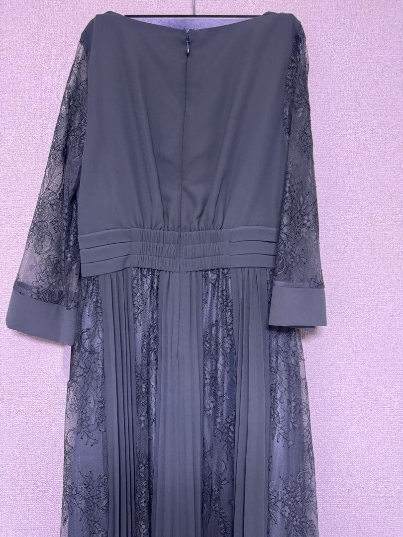 プリーツ×レース 7分袖結婚式ワンピースドレス成人式同窓会二次会　Mさいず 緑