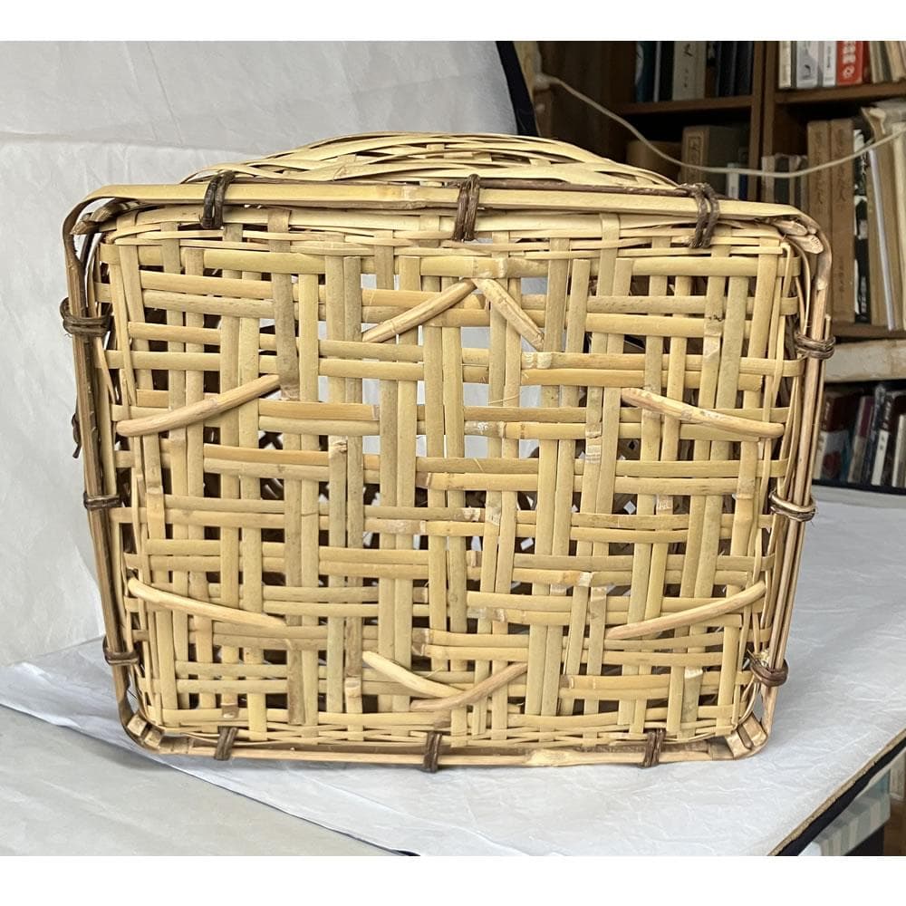 F1422 平安 元竺 宗全篭 共箱 粟田元竺 花入 宗全籠 花籠 竹花入