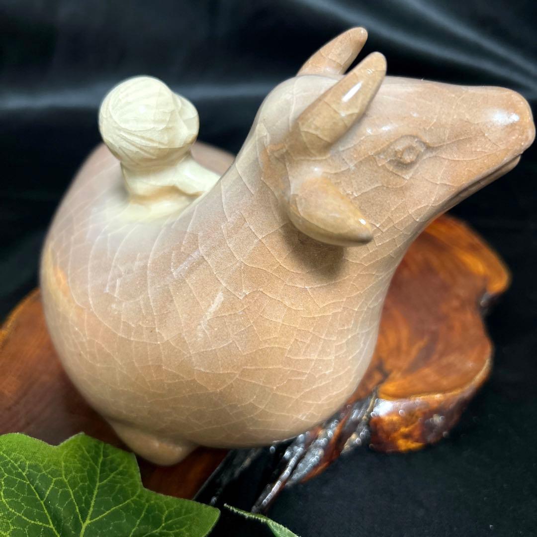 新品　骨董品　清水焼　京焼　西川實　深草窯　童牛　置物　インテリア　オブジェ