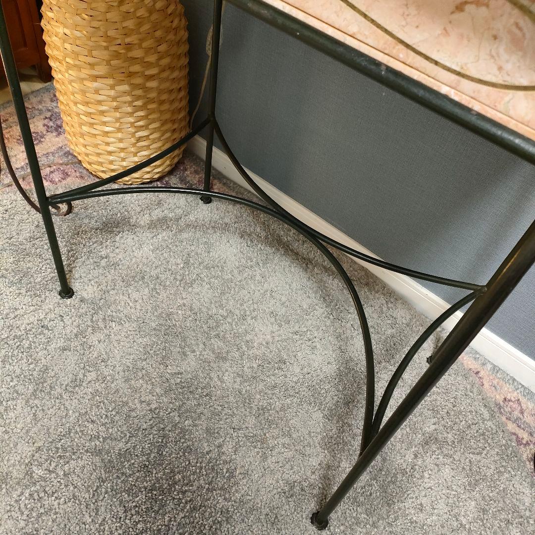 大理石調 西洋風コンソールデスク アイアンフレーム