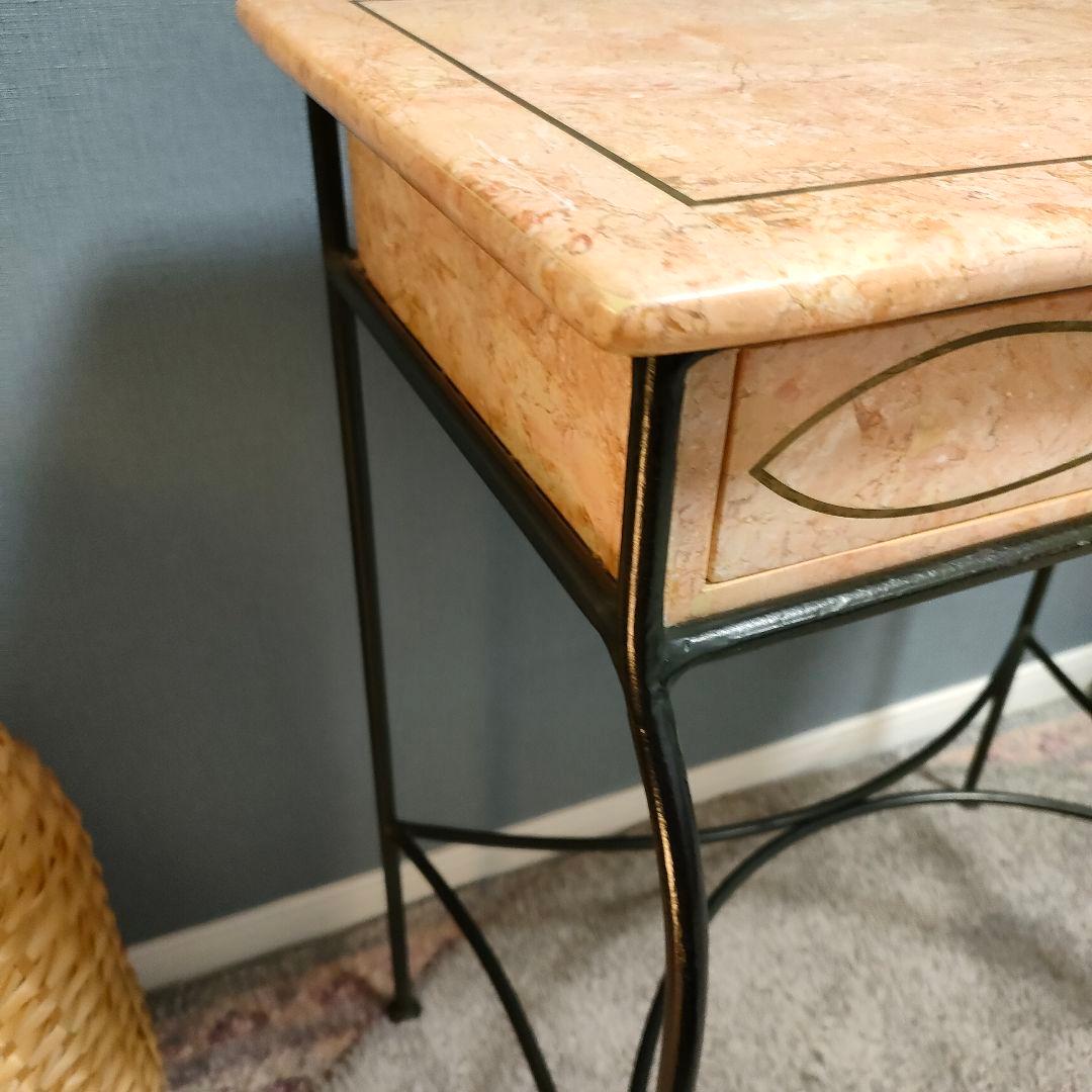 大理石調 西洋風コンソールデスク アイアンフレーム