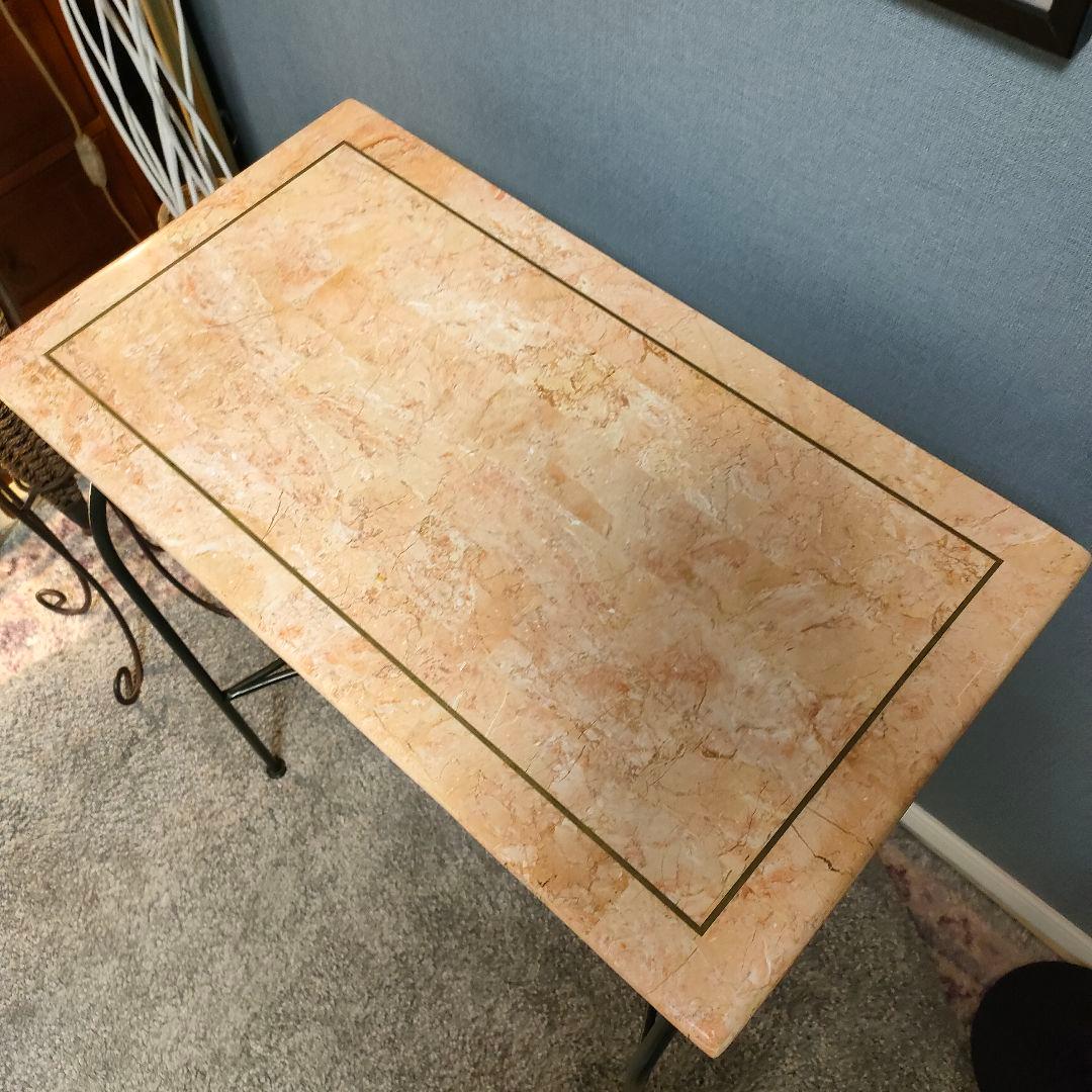 大理石調 西洋風コンソールデスク アイアンフレーム