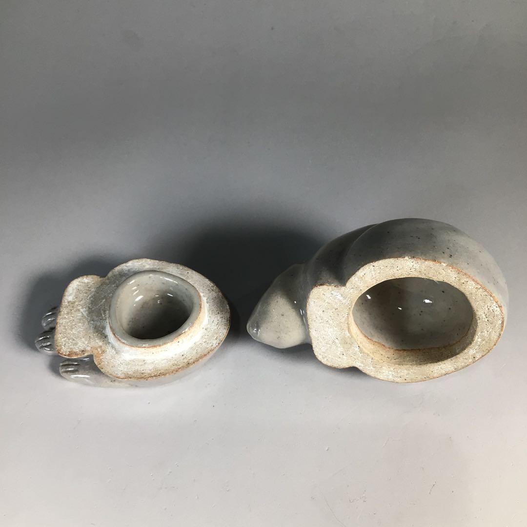 Ｎ２５１　香合　『膳所焼』『陽炎園造』『久田宗也　尋牛斎　箱書』『兎香合』　共箱