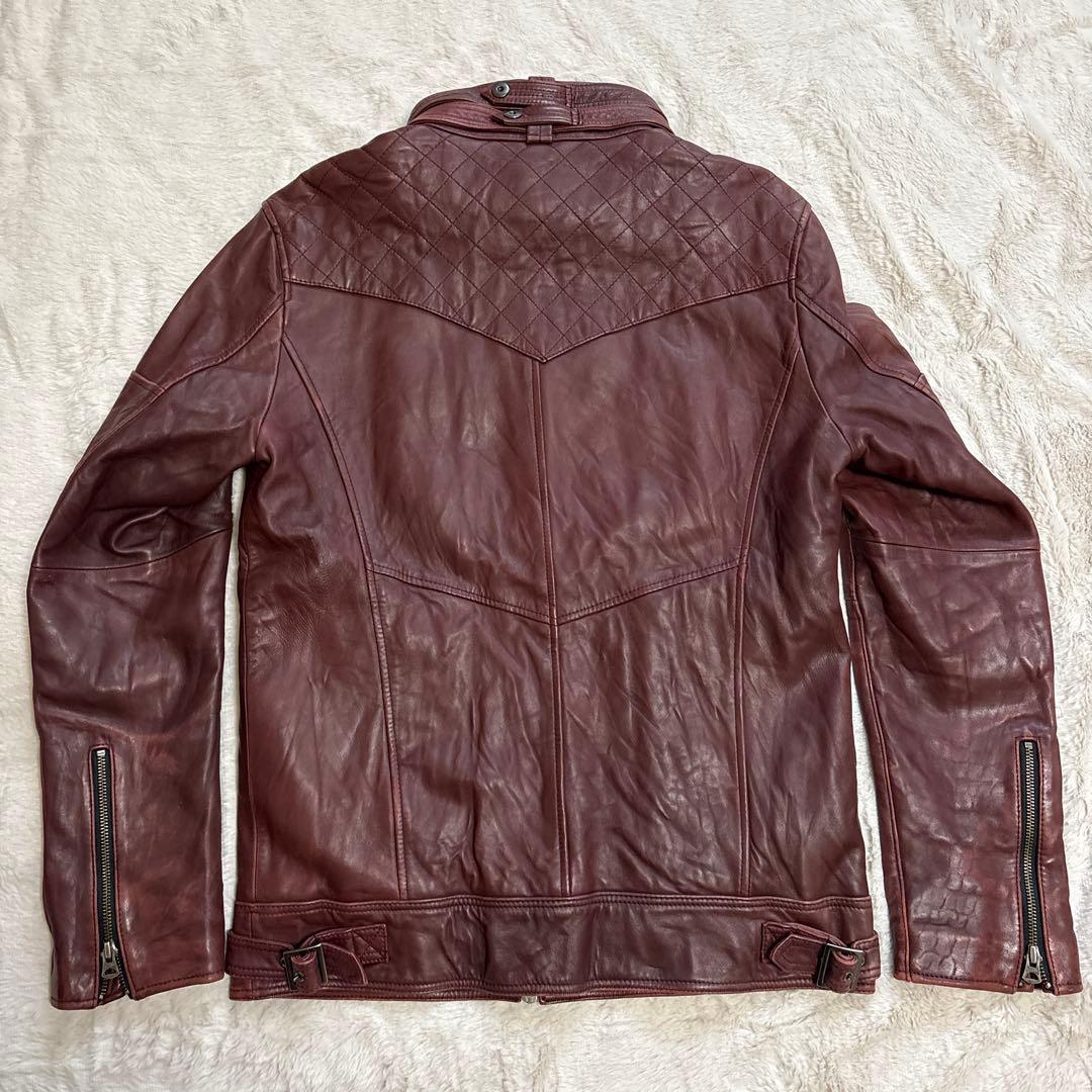 JACKROSE ライダース ジャケット シングル レザー L ボルドー ワイン