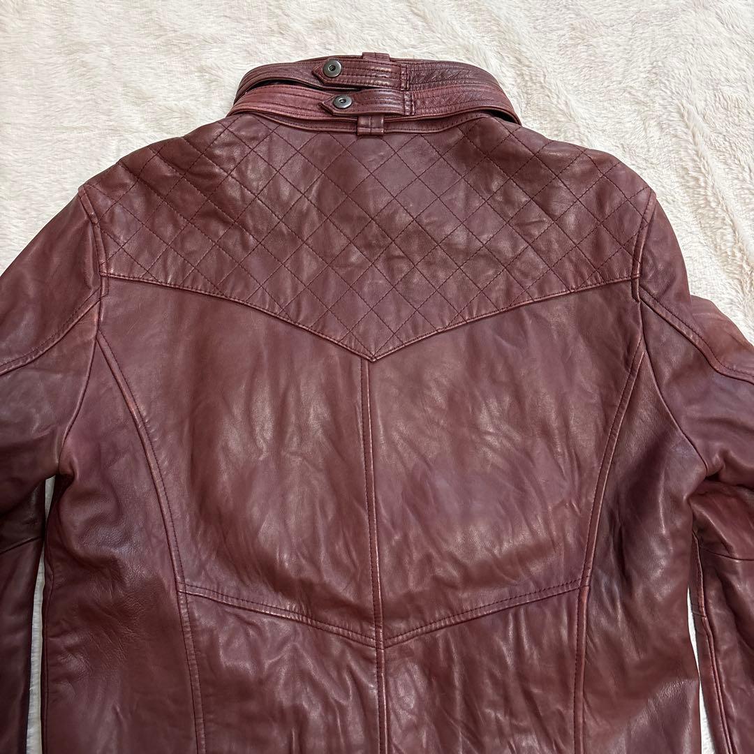 JACKROSE ライダース ジャケット シングル レザー L ボルドー ワイン