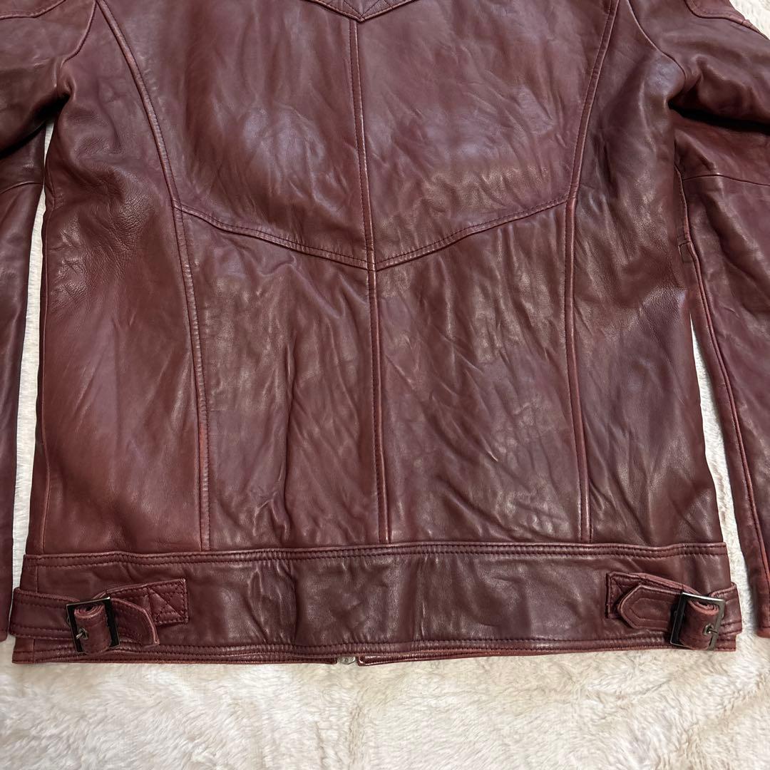 JACKROSE ライダース ジャケット シングル レザー L ボルドー ワイン