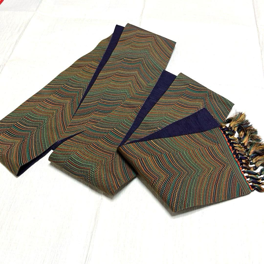 【中古品☆正絹】美品！本場筑前！博多織　半幅帯　リバーシブル
