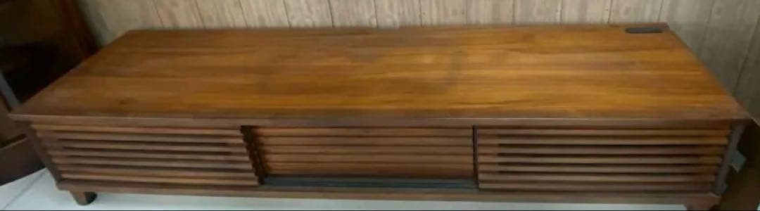 【美品】テレビボード　無垢　一枚板　ウッド調 スラットデザイン テレビ台
