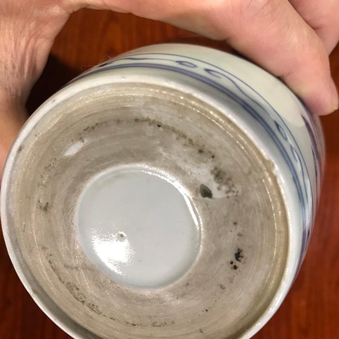 蕎麦猪口　古伊万里　染付　鍋島　鈴虫　昆虫文　大振り　くらわんか