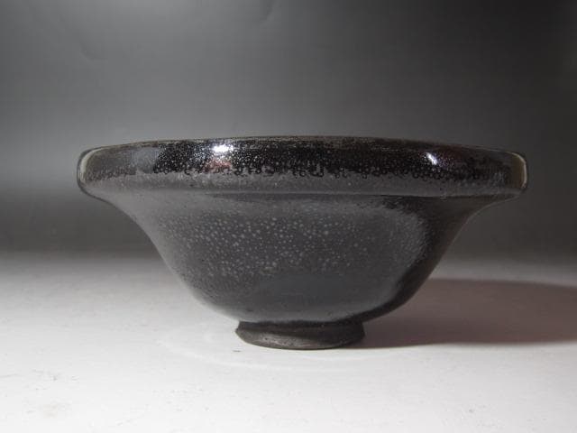 ☆　時代　天目茶碗　苔むしろ　表千家　十三代　即中斎の花押がございます☆y537