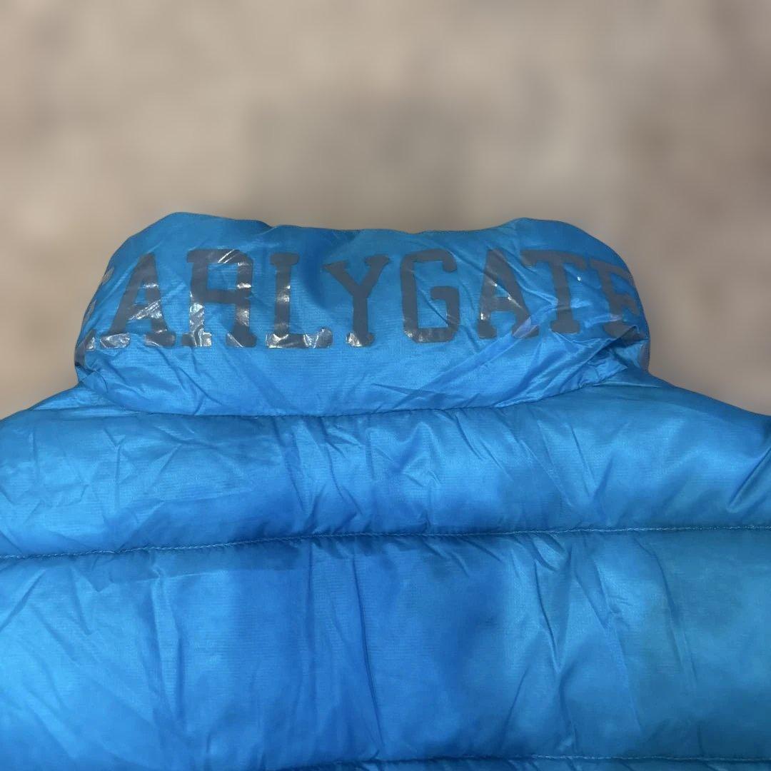 パーリーゲイツPG 青緑色ダウンジャケット　ロゴ入り　袖着脱可　ダウンベスト　M