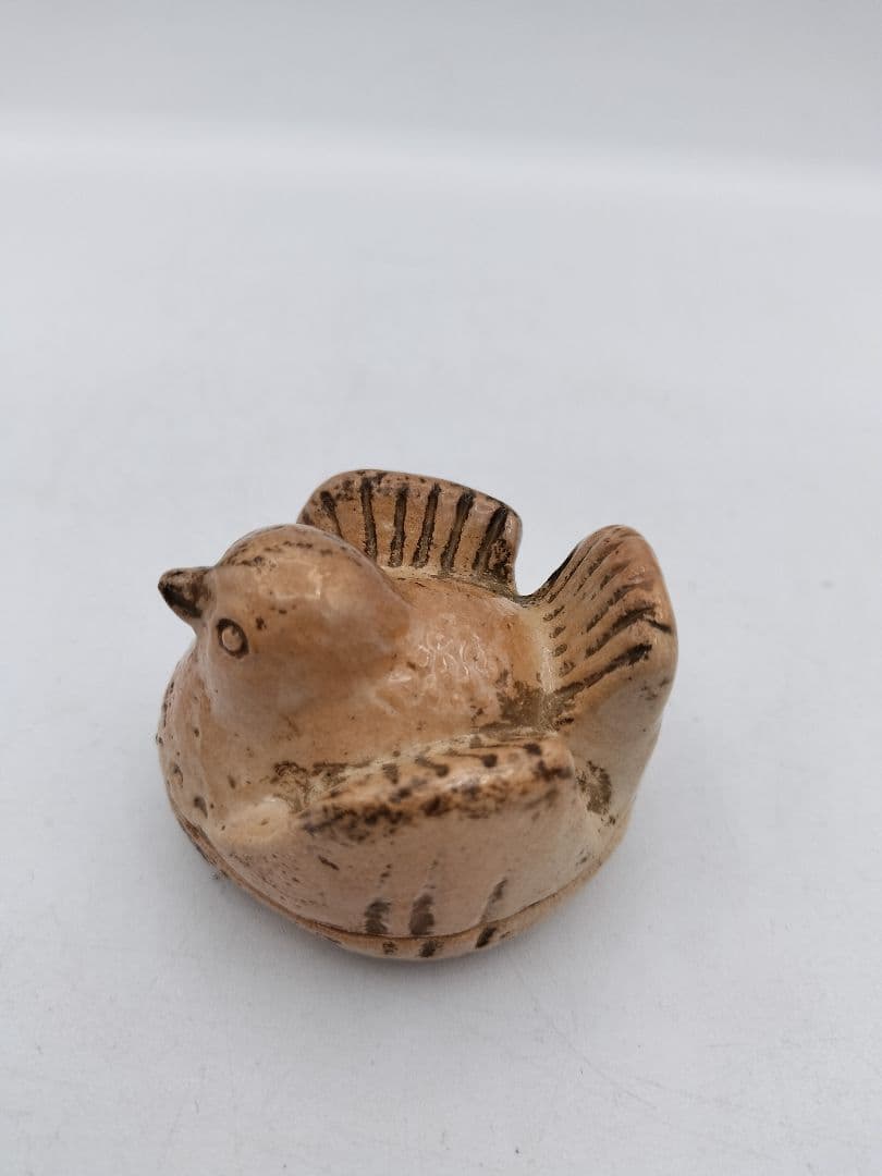 c390香合 福良雀 不志名焼 ８代土屋雲善 木箱 茶道具　古物