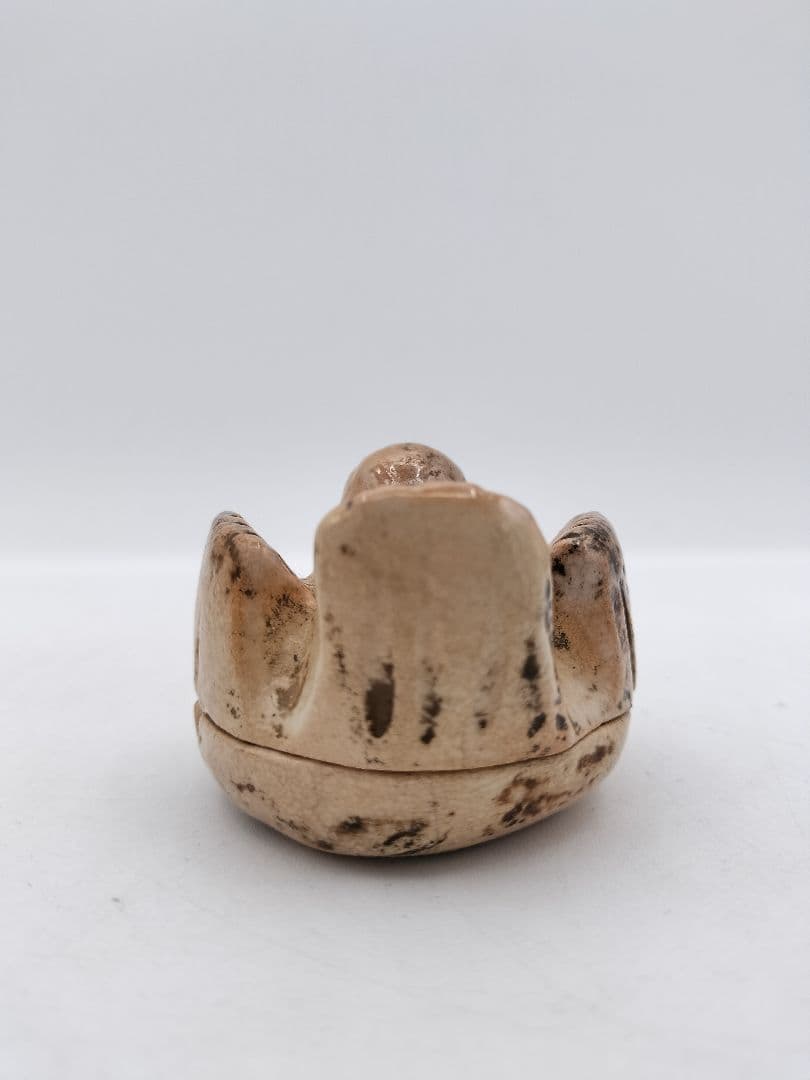 c390香合 福良雀 不志名焼 ８代土屋雲善 木箱 茶道具　古物